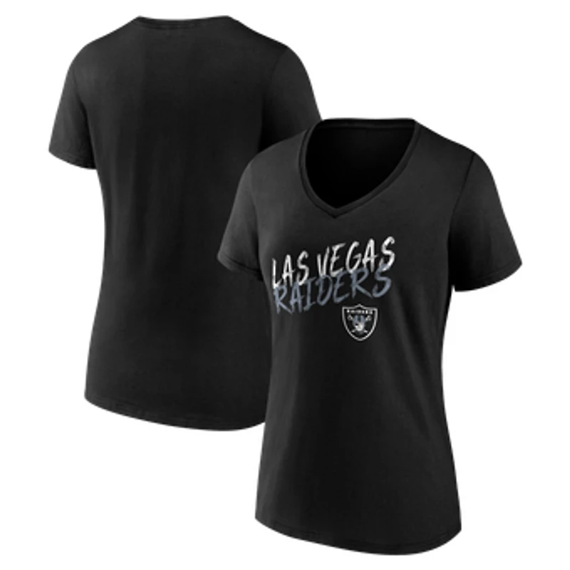 Women's Black Las Vegas Raiders Hustle V-Neck T-Shirt