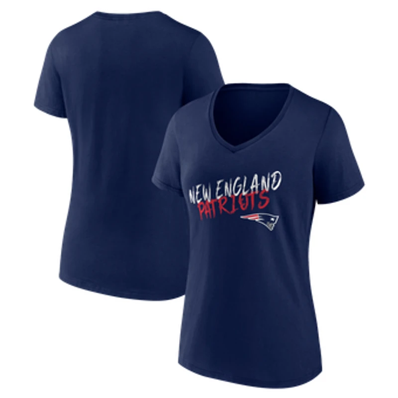 Women's Navy New England Patriots Hustle V-Neck T-Shirt