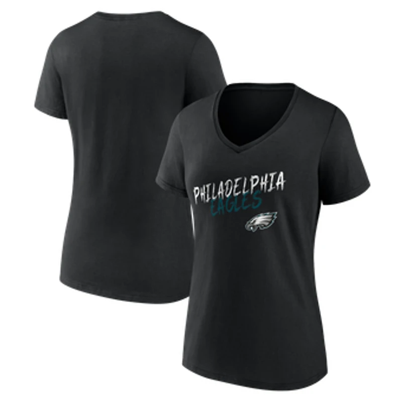 Women's Black Philadelphia Eagles Hustle V-Neck T-Shirt