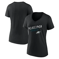 Women's Black Philadelphia Eagles Hustle V-Neck T-Shirt