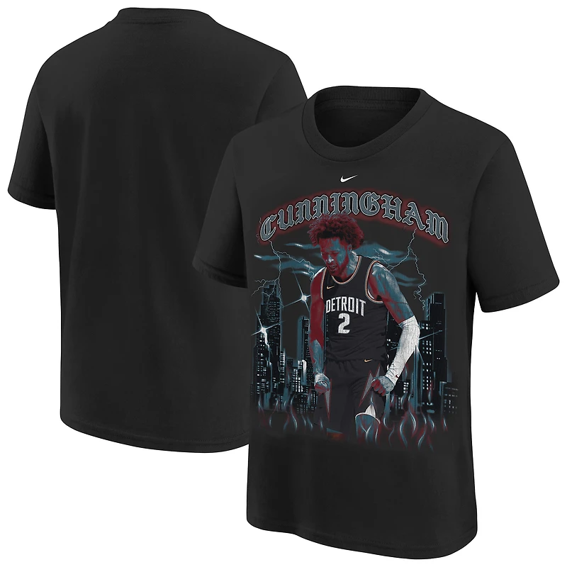 Youth Nike Cade Cunningham Black Detroit Pistons City Edition Player T-Shirt