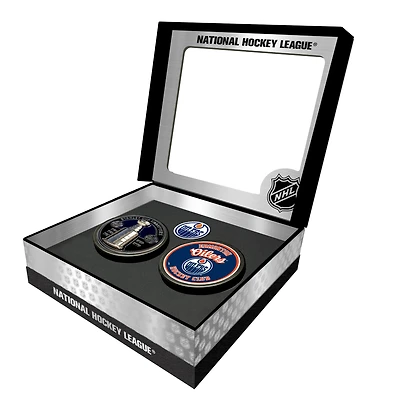 Edmonton Oilers Stanley Cup Retro Puck & 3D Cup Puck Gift Box Set