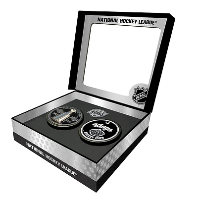 Los Angeles Kings Stanley Cup Retro Puck & 3D Cup Puck Gift Box Set