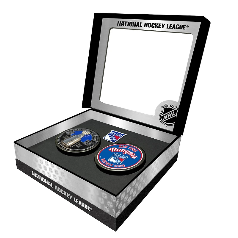 New York Rangers Stanley Cup Retro Puck & 3D Cup Puck Gift Box Set