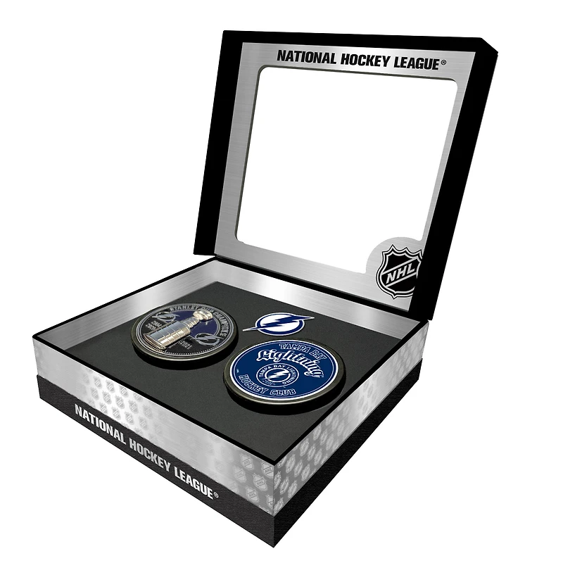 Tampa Bay Lightning Stanley Cup Retro Puck & 3D Cup Puck Gift Box Set