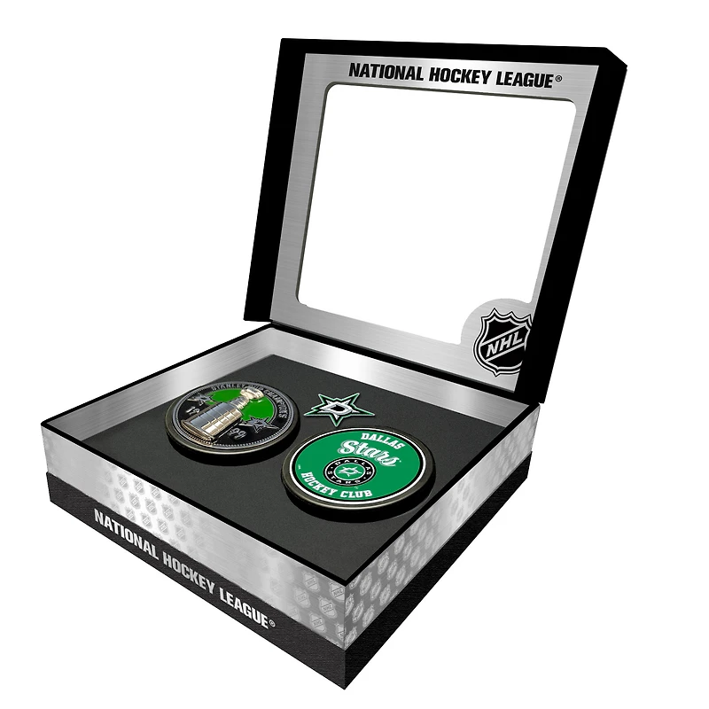 Dallas Stars Stanley Cup Retro Puck & 3D Cup Puck Gift Box Set