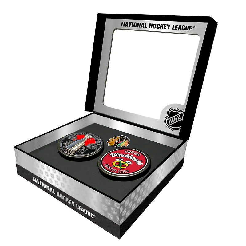 Chicago Blackhawks Stanley Cup Retro Puck & 3D Cup Puck Gift Box Set