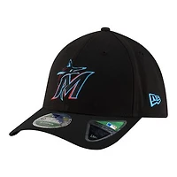 Men's New Era  Black Miami Marlins Player Replica 39THIRTY M-Crown Flex Hat
