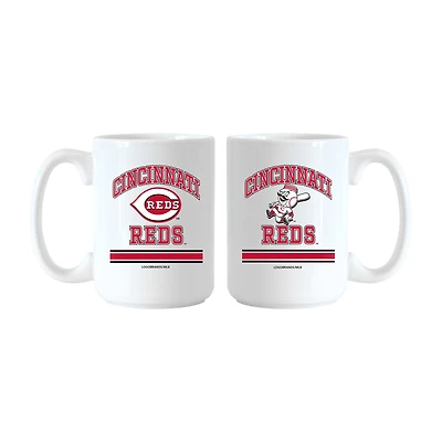 Logo Brands Cincinnati Reds 15oz. Current & Throwback Mug Set