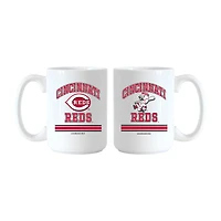 Logo Brands Cincinnati Reds 15oz. Current & Throwback Mug Set