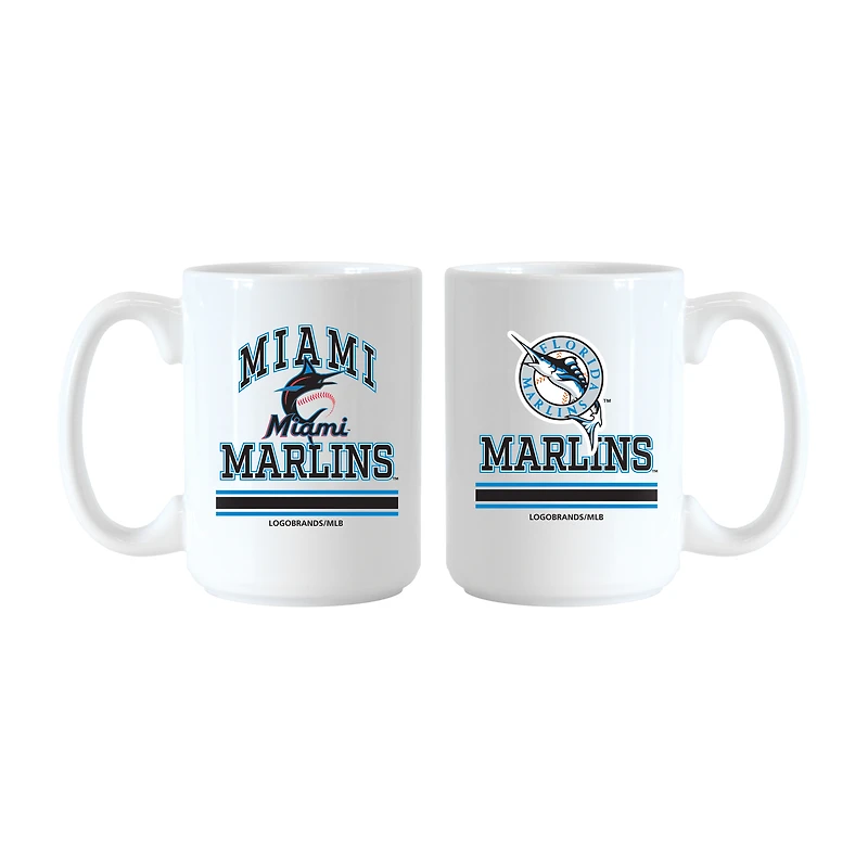 Logo Brands Miami Marlins 15oz. Current & Throwback Mug Set