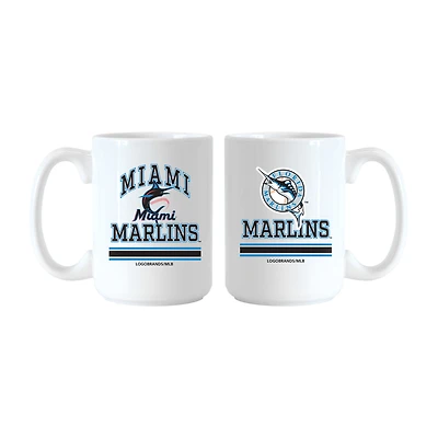 Logo Brands Miami Marlins 15oz. Current & Throwback Mug Set