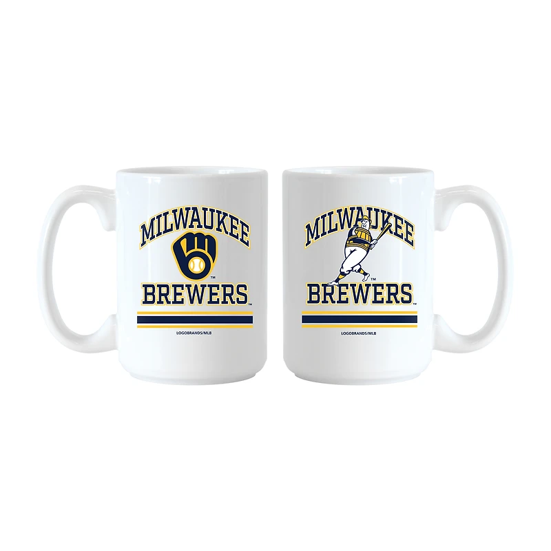 Logo Brands Milwaukee Brewers 15oz. Current & Throwback Mug Set