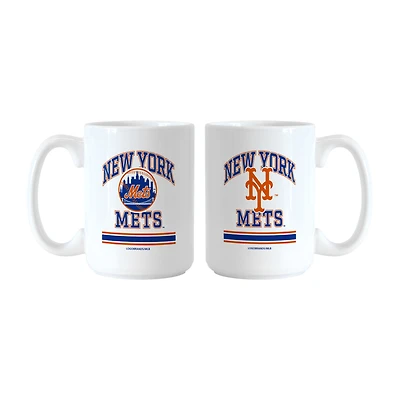 Logo Brands New York Mets 15oz. Current & Throwback Mug Set