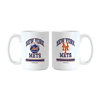 Logo Brands New York Mets 15oz. Current & Throwback Mug Set