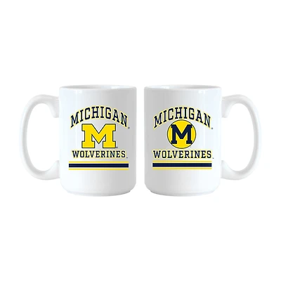 Logo Brands Michigan Wolverines 15oz. Current & Throwback Mug Set
