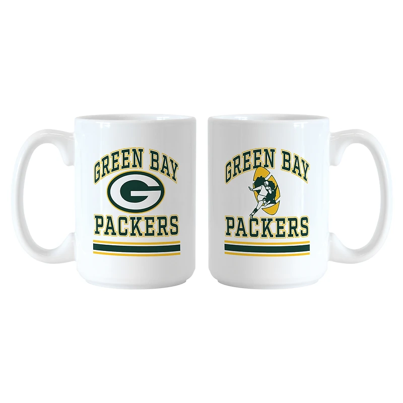 Logo Brands Green Bay Packers 15oz. Current & Throwback Mug Set