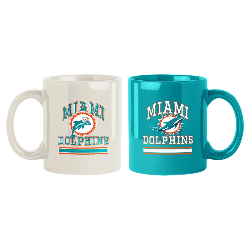 Miami Dolphins 15oz. Current & Throwback Mug Set