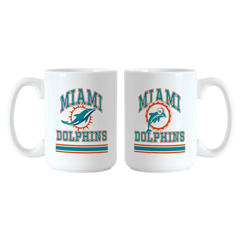 Logo Brands Miami Dolphins 15oz. Current & Throwback Mug Set