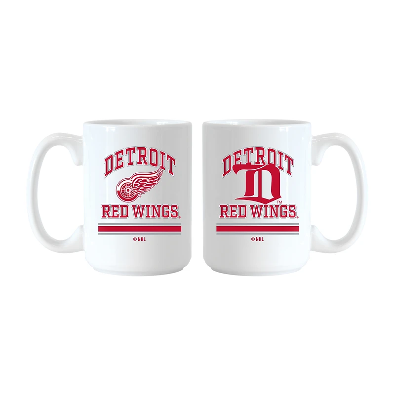 Logo Brands Detroit Red Wings 15oz. Current & Throwback Mug Set