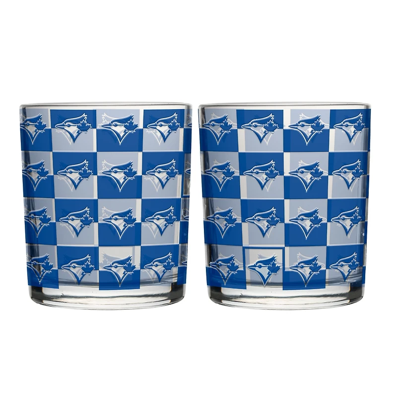 Logo Brands Toronto Blue Jays Two-Pack 12oz. Gridiron Stained Rocks Glass Set