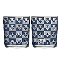 Logo Brands Minnesota Twins Two-Pack 12oz. Gridiron Stained Rocks Glass Set