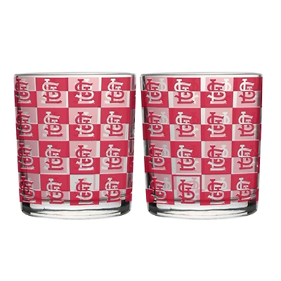 Logo Brands St. Louis Cardinals Two-Pack 12oz. Gridiron Stained Rocks Glass Set