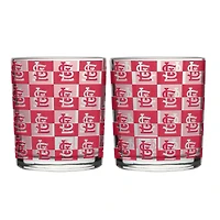 Logo Brands St. Louis Cardinals Two-Pack 12oz. Gridiron Stained Rocks Glass Set