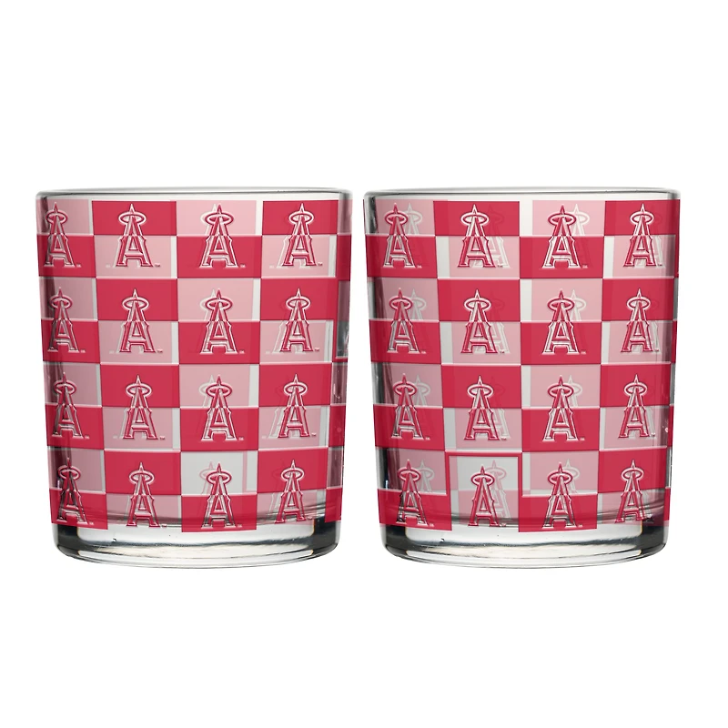 Logo Brands Los Angeles Angels Two-Pack 12oz. Gridiron Stained Rocks Glass Set