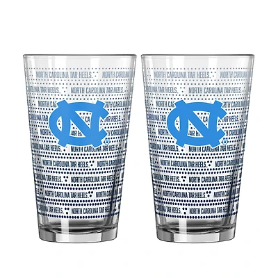 Logo Brands North Carolina Tar Heels Two-Pack Chant Fade 16oz. Pint Glass Set