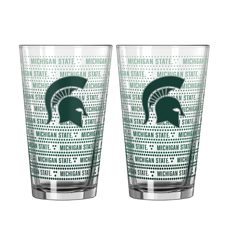 Logo Brands Michigan State Spartans Two-Pack State Chant Fade 16oz. Pint Glass Set