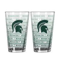 Logo Brands Michigan State Spartans Two-Pack State Chant Fade 16oz. Pint Glass Set