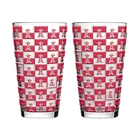 Logo Brands Los Angeles Angels Two-Pack Gridiron Stained 16oz. Pint Glass Set