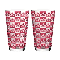 Logo Brands Arizona Diamondbacks Two-Pack Gridiron Stained 16oz. Pint Glass Set