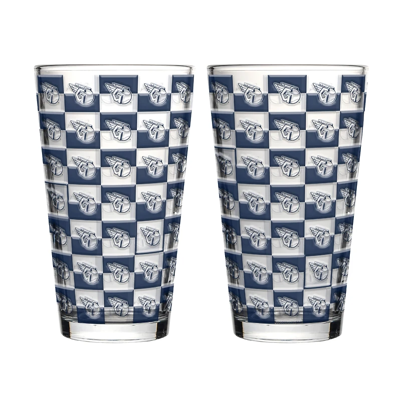 Logo Brands Cleveland Guardians Two-Pack Gridiron Stained 16oz. Pint Glass Set