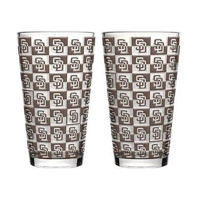 Logo Brands San Diego Padres Two-Pack Gridiron Stained 16oz. Pint Glass Set