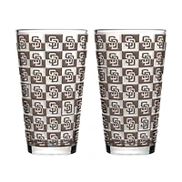 Logo Brands San Diego Padres Two-Pack Gridiron Stained 16oz. Pint Glass Set