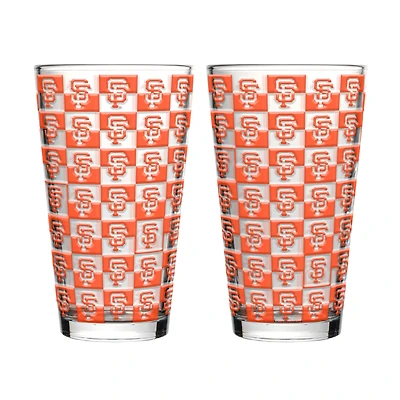 Logo Brands San Francisco Giants Two-Pack Gridiron Stained 16oz. Pint Glass Set