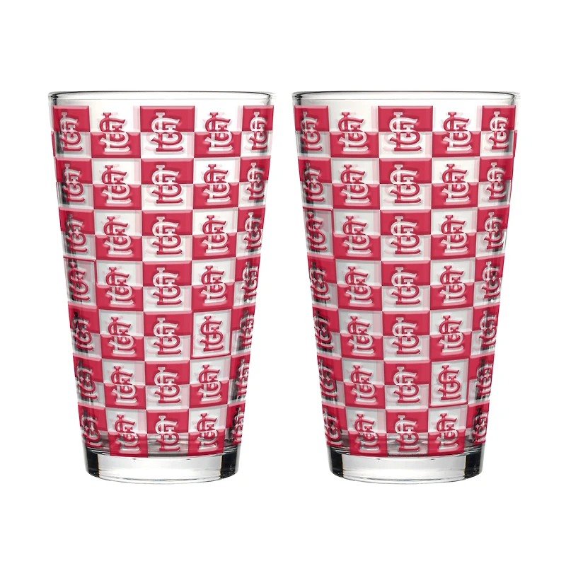 Logo Brands St. Louis Cardinals Two-Pack Gridiron Stained 16oz. Pint Glass Set