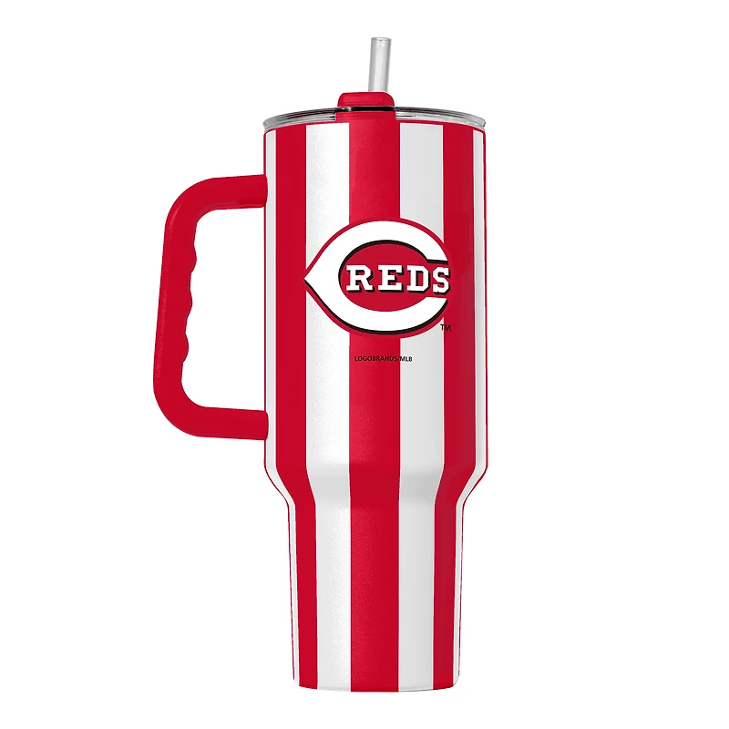 Logo Brands Cincinnati Reds 40oz Vertical Stripe Powder Coat Tumbler