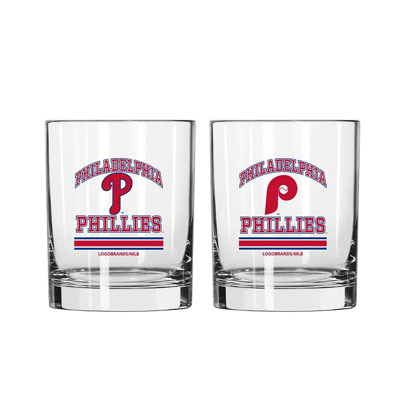 Logo Brands Philadelphia Phillies 12oz. Current & Throwback Logos Two-Pack Glass Set