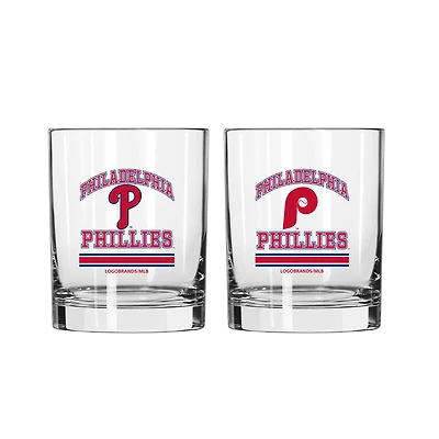Logo Brands Philadelphia Phillies 12oz. Current & Throwback Logos Two-Pack Glass Set
