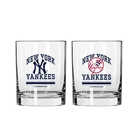 Logo Brands New York Yankees 12oz. Current & Throwback Logos Two-Pack Glass Set