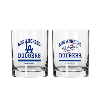 Logo Brands Los Angeles Dodgers 12oz. Current & Throwback Logos Two-Pack Glass Set