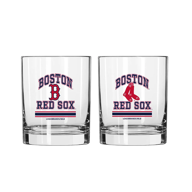 Logo Brands Boston Red Sox 12oz. Current & Throwback Logos Two-Pack Glass Set