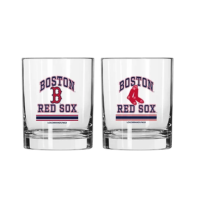 Logo Brands Boston Red Sox 12oz. Current & Throwback Logos Two-Pack Glass Set
