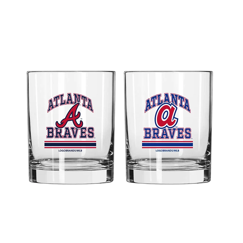 Logo Brands Atlanta Braves 12oz. Current & Throwback Logos Two-Pack Glass Set