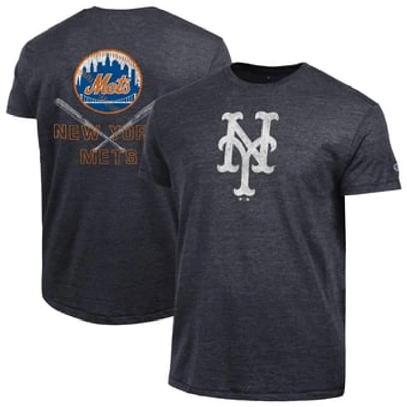 Men's Champion  Black New York Mets Tri-Blend T-Shirt