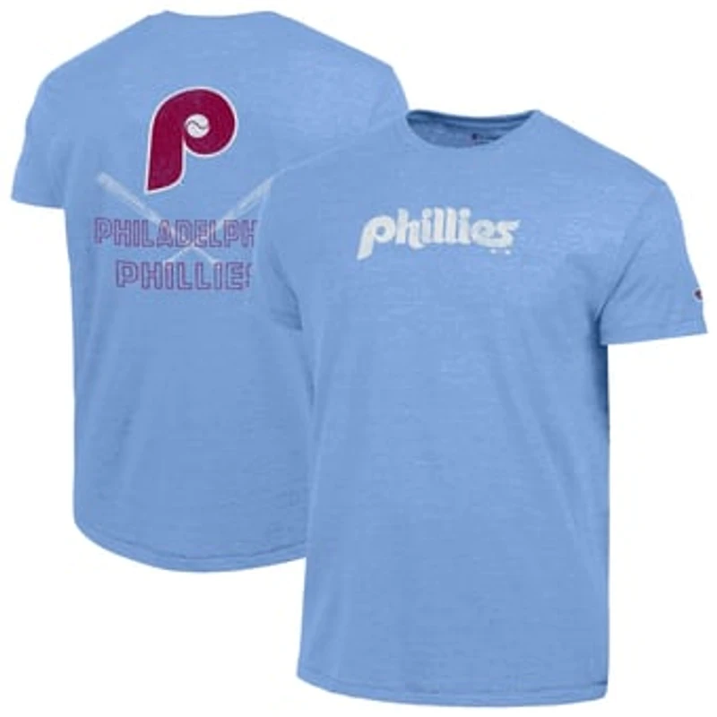 Men's Champion  Light Blue Philadelphia Phillies Tri-Blend T-Shirt