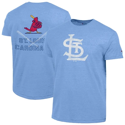 Men's Champion  Heather Light Blue St. Louis Cardinals Tri-Blend T-Shirt